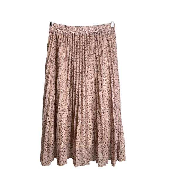 Exlura Women's Boho Leopard Print Pleated Midi Skirt Size L Safari Neutral Boho - Picture 2 of 12